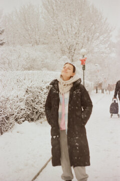 Woman in a winter park