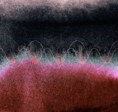 Sound Waves Backdrop with Watercolor and Paper Textures