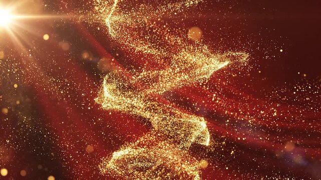 Golden Sparkles and Red Background Animation.