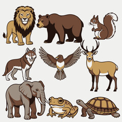 Fototapeta premium Wild Animals Collection vector illustration