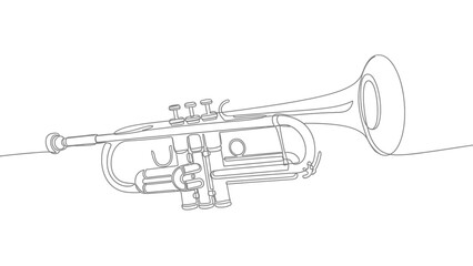 Obraz premium Line Drawing of Trumpet