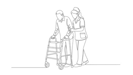 Obraz premium Nurse Assisting Senior Man