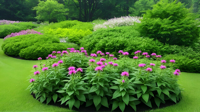 Monarda (bee balm, horsemint, oswego tea, bergamot) in full bloom