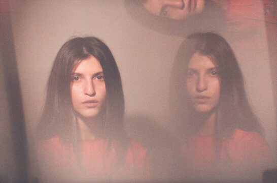 Portrait Of A Girl With Double Exposure