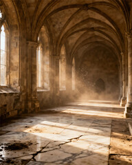Obraz premium Abandoned Gothic Hall Interior