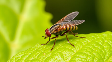Insect pest on vegetable macro: tropical fruit fly Drosophila Diptera.