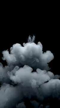 Wispy Gray Smoke Billowing and Swirling Against a Stark Black Background with Dramatic Lighting and Realistic Texture