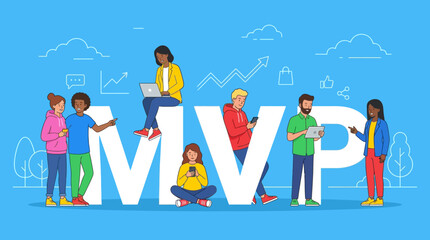 Fototapeta premium Minimum Viable Product (MVP) Development Concept with Diverse Team Collaboration