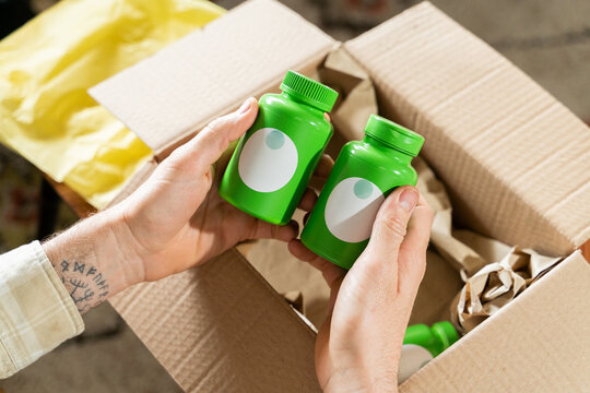Unboxing package at home