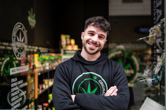 Young CBD cannabis store owner 