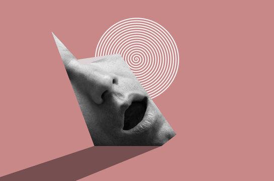 Mixed media collage with face
