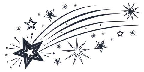 A vibrant display of stars and shooting stars in a night sky © Mamun