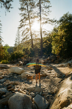 Woman and dog walking