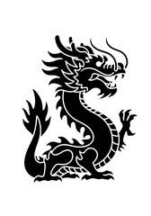 Naklejka premium Black and White Stylized Oriental Dragon Vector Illustration Silhouette