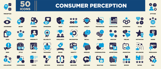 Consumer Perception Icon Sheet Glyph Blue