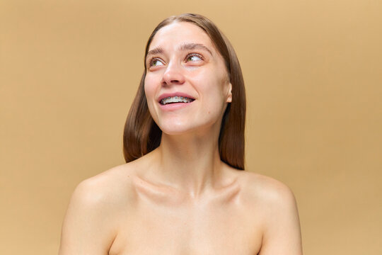Portrait of a woman with braces