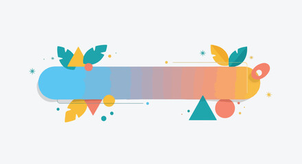 Colorful abstract design with a gradient bar, shapes, leaves, and stars © Itachi