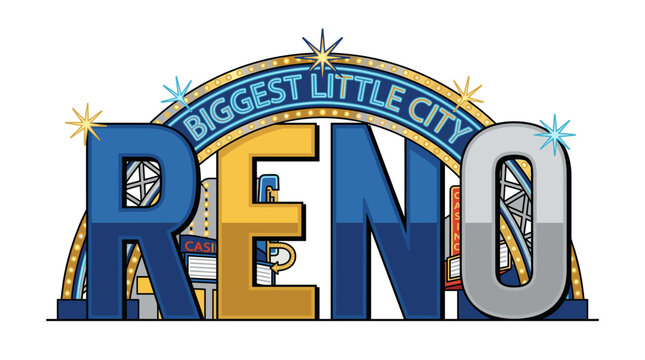 Iconic Reno arch biggest little city vector illustration