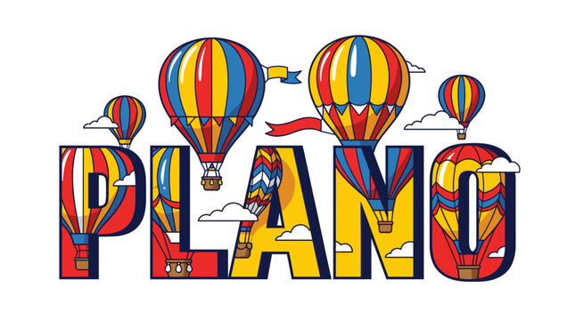 Plano Texas hot air balloon festival vector illustration