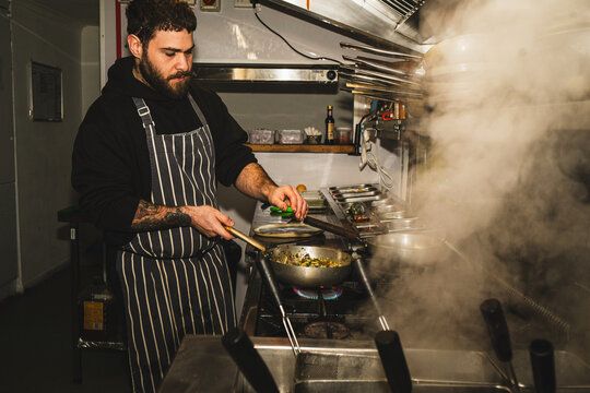 Chef working in kitchen