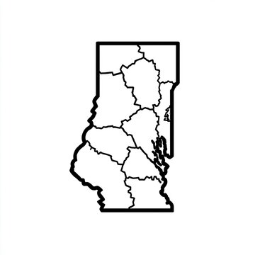 Outline Map of Rhode Island Divided into Counties