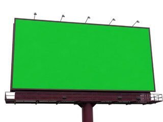 Obraz premium A large green billboard with a brown frame isolated on transparent background