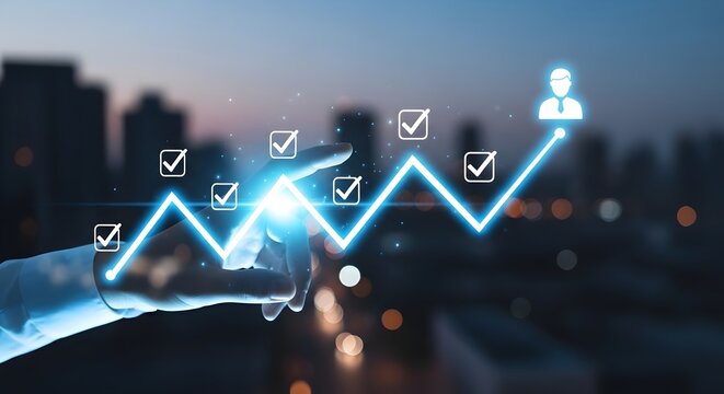 Career Development Pathway: Growth Chart Icons and Goal Acquisition Markers &ndash; Optimal Performance Solutions and Sustainable Advancement Plans for Modern Employees.