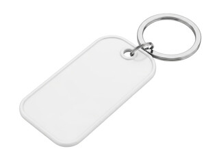 Fototapeta premium A blank white keychain on a black background isolated on transparent background