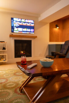 Streaming tv video screen at home living room 