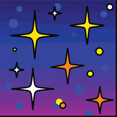 Obraz premium Colorful, cartoon-style depiction of stars, orbs, and gradients