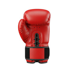 Fototapeta premium Red boxing gloves with black wrist straps positioned against a plain background