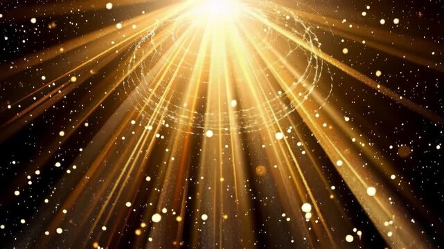 Golden Light Rays with Sparkling Particles
