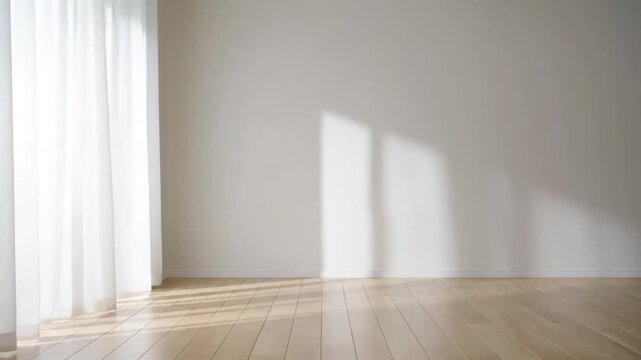 Subtle Play of Light and Shadow Abstract view of gentle pastel light patterns slowly moving across a plain wall, creating a serene and continuous loop.