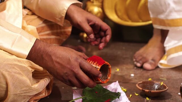 Sindur daan preparation in a Bengali wedding