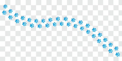 Paw vector foot trail print of cat. Dog, puppy silhouette animal diagonal tracks for t-shirts, backgrounds, patterns. Paw footprint of dog or cat. © Gemivector5