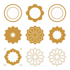 Fototapeta premium Geometric floral ornament designs on black background
