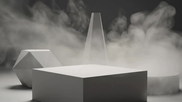 Monochromatic Architectural Abstraction Emphasize the muted color palette and the subtle hints of structural forms, suggesting an abstract, unidentifiable architectural space.