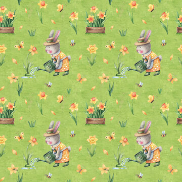 The Gardener Bunny and the Daffodils
