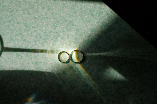 wedding rings on the table