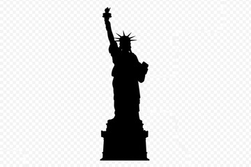 Statue of Liberty Silhouette: An iconic silhouette of the Statue of Liberty, set against an airy backdrop, embodies freedom, hope, and the spirit of a nation. © MetaPixel Studio