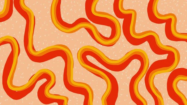 Wiggly hand-drawn orange abstract curvy doodle line pattern background 