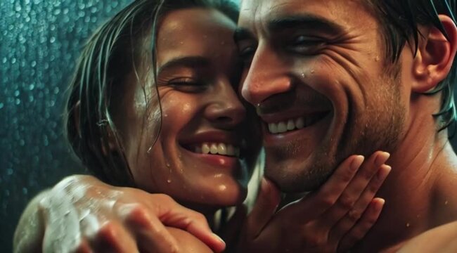 Casal Romantico Alegre se Abracando &ndash; Amor Jovem, Conexao e Felicidade no Relacionamento