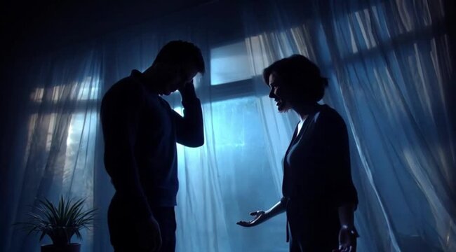 Casal Discutindo no Quarto &ndash; Conflito no Relacionamento, Crise Conjugal e Tens&atilde;o Emocional