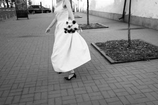 portrait of a bride on the street