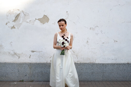 portrait of a bride on the street