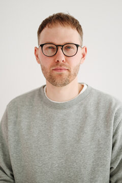 Casual Studio Man Portrait in Glasses
