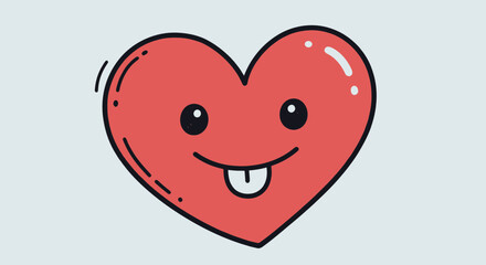 Cartoon heart character with cheerful expression isolated on a neutral background