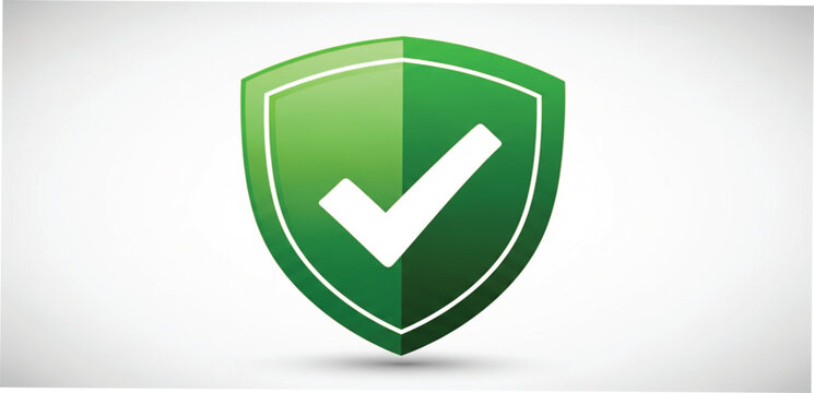 Green security shield icon with a check mark symbolizing protection, safety, and successful verification for secure systems.