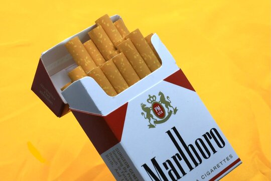 Pack of Cigarettes. Philip Morris Is the principal owner of the cigarette brand. Richmond Virginia is home to the largest Marlboro cigarette manufacturing facility.