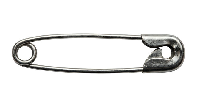 Shiny Metal Safety Pin Isolated Transparent Background